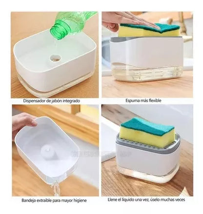 Porta esponja con dispenser de jabon